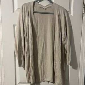 Eileen Fisher Light Beige Open-Front Long Cardigan